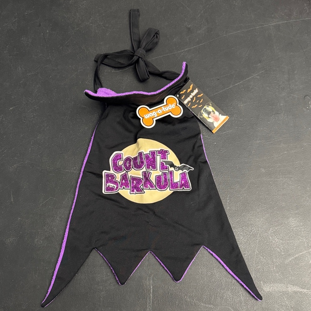 5/$25 Count Barkula Dog Cape - Black and Purple